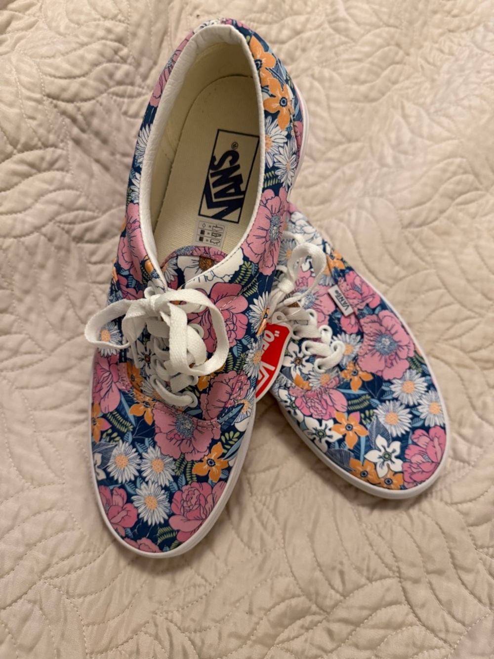 Vans Floral Lace-Up Sneakers in Navy, Pink & Orange